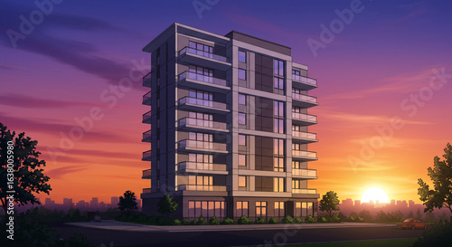 sunset over the city