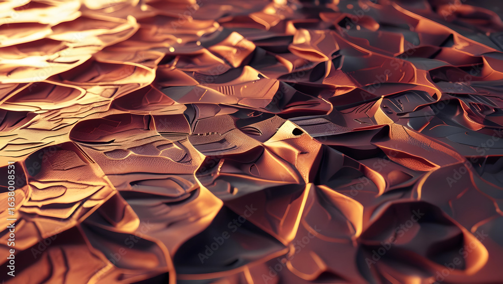 Fototapeta premium Futuristic Abstract Tile Pattern in Metallic Copper and Bronze Colors