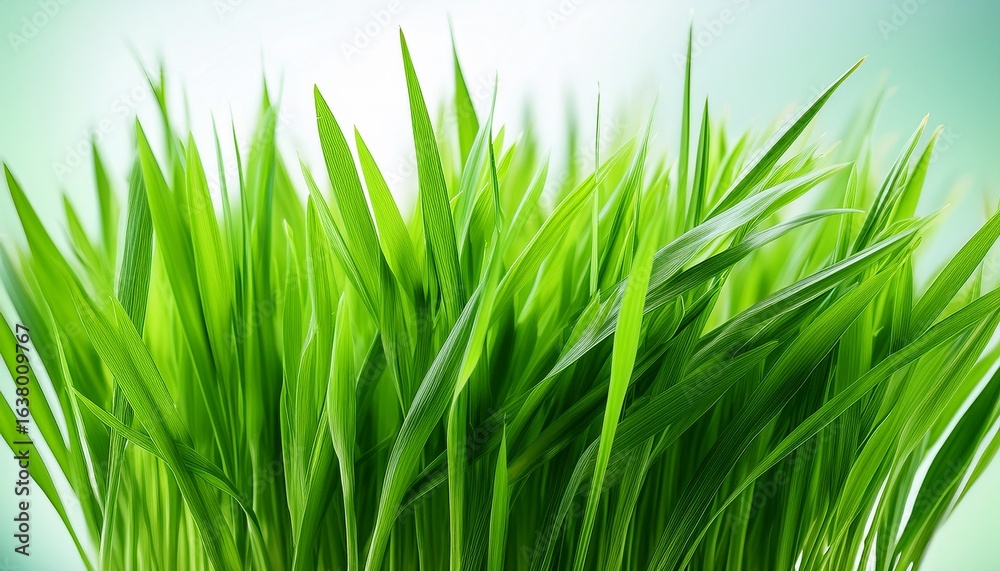 Fototapeta premium isolated vibrant green wheatgrass blades close up