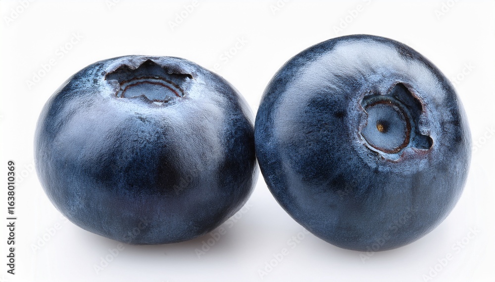 Obraz premium two fresh blueberry fruit on white background