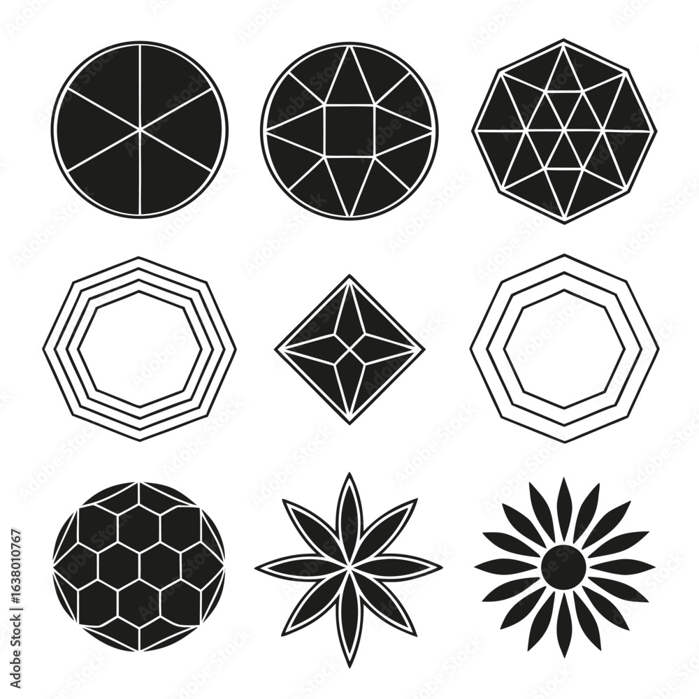 Fototapeta premium Geometric shapes abstract patterns black