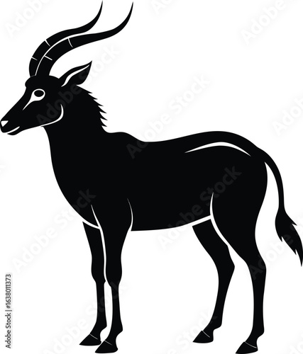 Sable antelope silhouette isolated on white background