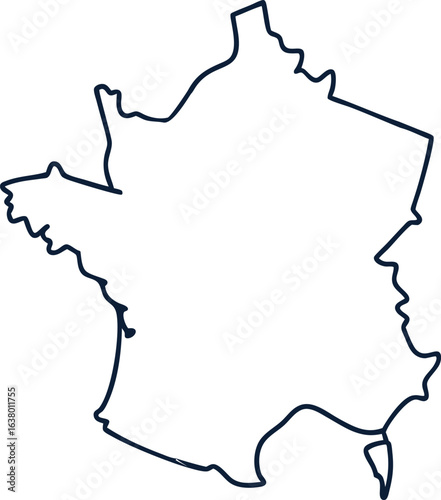 Outline map of france silhouette isolated on white background