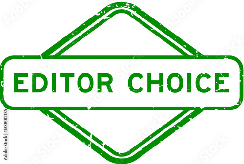 Grunge green editor choice word rubber seal stamp on white background