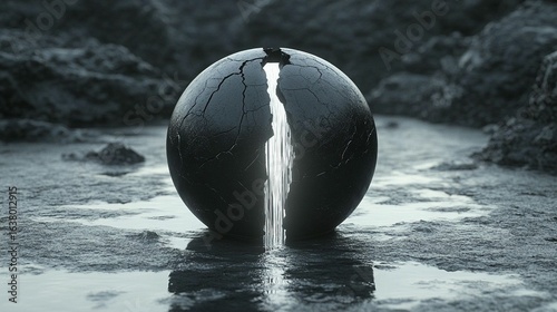 Cracked Sphere, Light Leak, Abstract Art