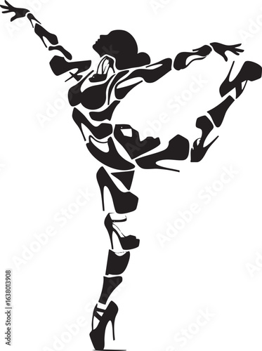 create abstract dancer high hill silhouette on white background