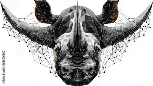 Geometric rhinoceros head portrait