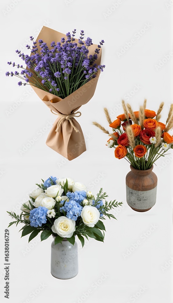 Naklejka premium set of flowers in a vase