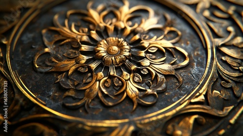 Ornate Gold & Dark Metal Carving