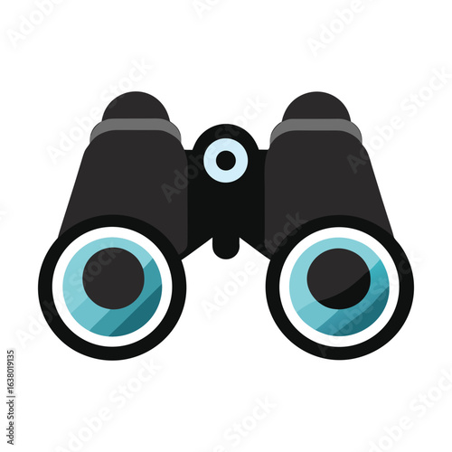 Binoculars Icon with Blue Lenses