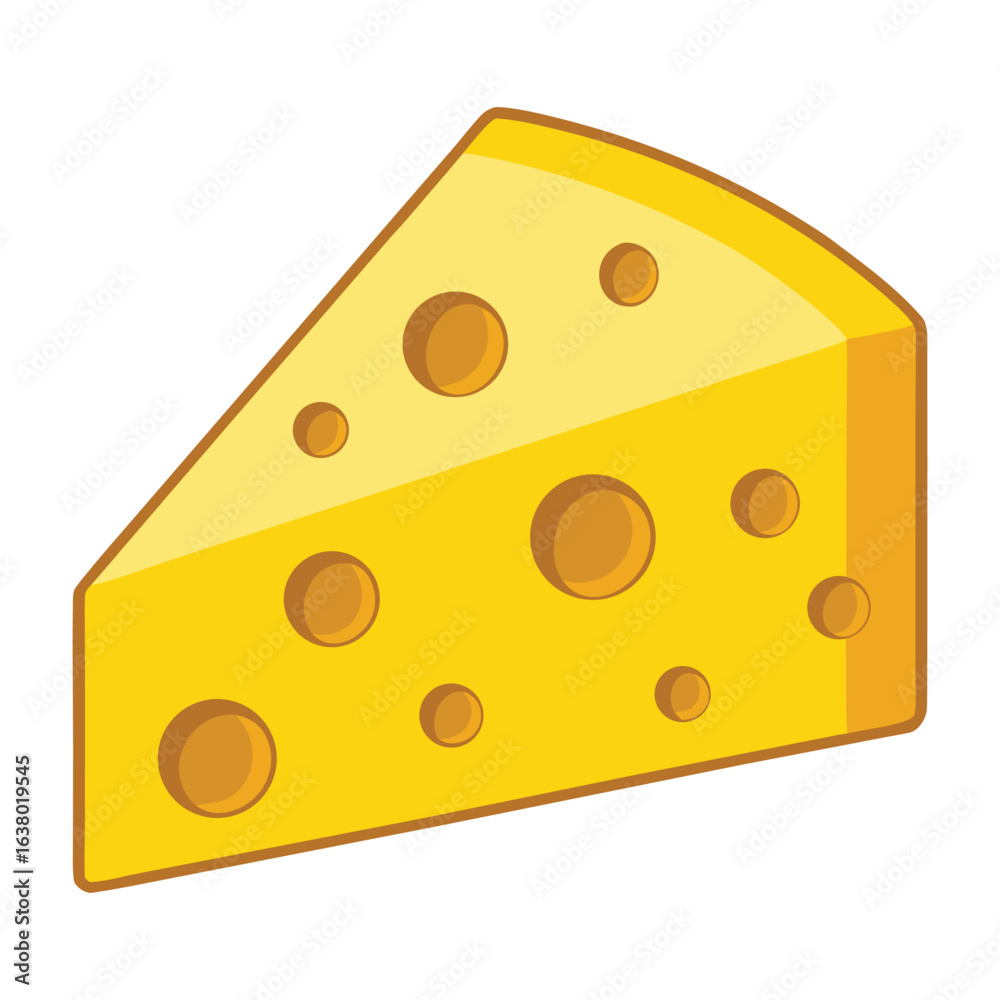Fototapeta premium Swiss Cheese Wedge Cartoon Illustration