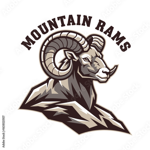 A ram illustration with the words mountain rams above it.