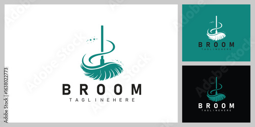 Minimal Broom and Dustpan Icon – Modern Cleaning Logo for Housekeeping and Sanitation Services