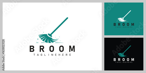 Minimal Broom and Dustpan Icon – Modern Cleaning Logo for Housekeeping and Sanitation Services
