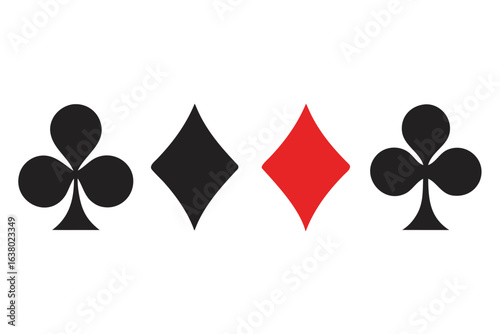 Poker playing cards vector illustration with four aces of spades, hearts, clubs, and diamonds isolated on white