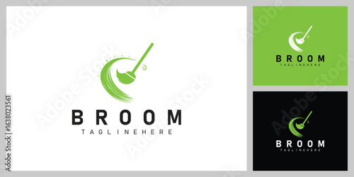 Minimal Broom and Dustpan Icon – Modern Cleaning Logo for Housekeeping and Sanitation Services
