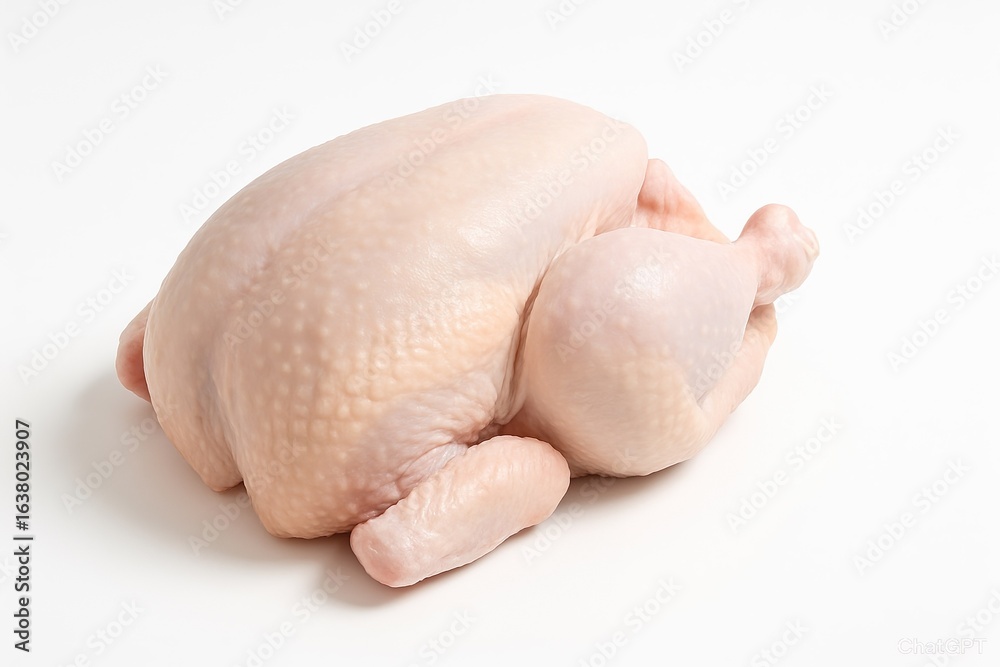 Naklejka premium Whole raw chicken isolated on white background