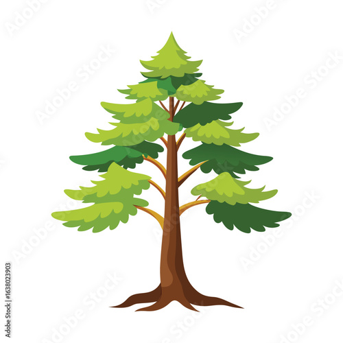 Tamarack Tree Vector Illustration on White Background – Detailed Larch Tree Silhouette Design