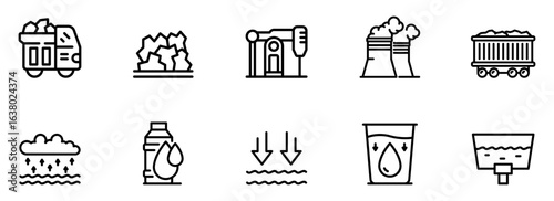 Clean Energy Resources:  Modern Line Icons Set for Sustainability, Ecology, and Environmental Conservation Projects.