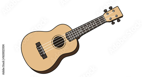 Light Brown Wooden Ukulele on Pure White Background