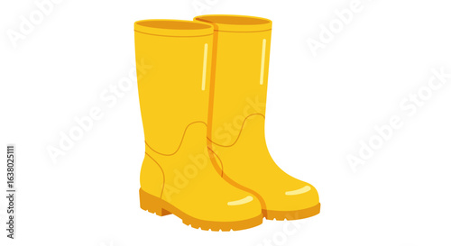Vibrant Yellow Rain Boots Vector Illustration