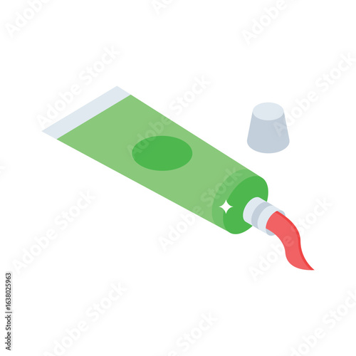 A customizable isometric icon of thick oil paint tube