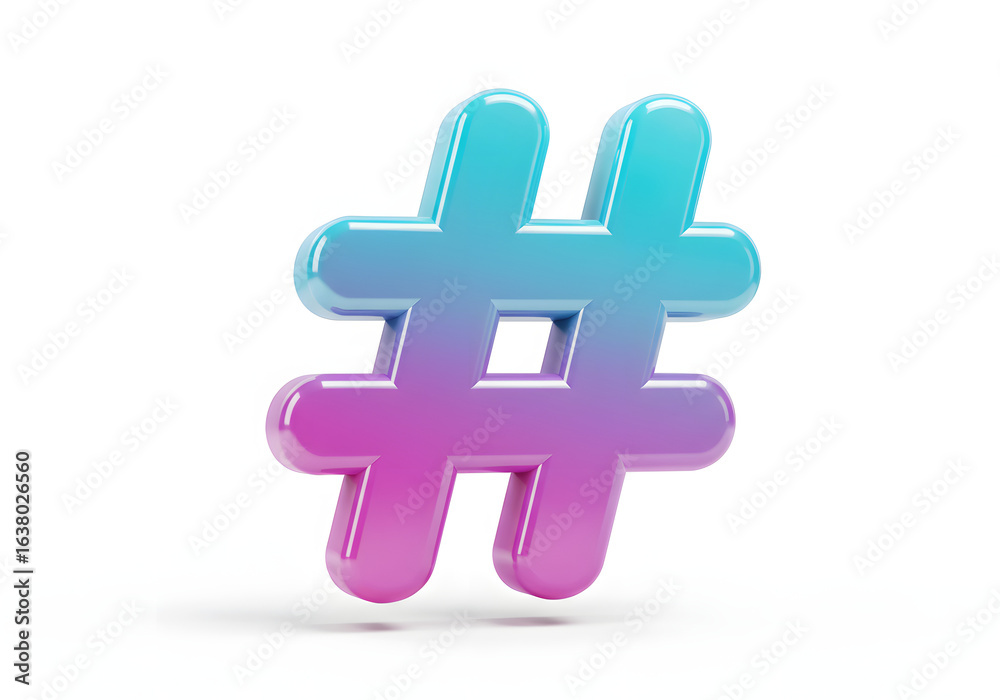 Obraz premium 3D Rendering of a vibrant Hashtag Symbol - Modern digital communication and social media icon concept