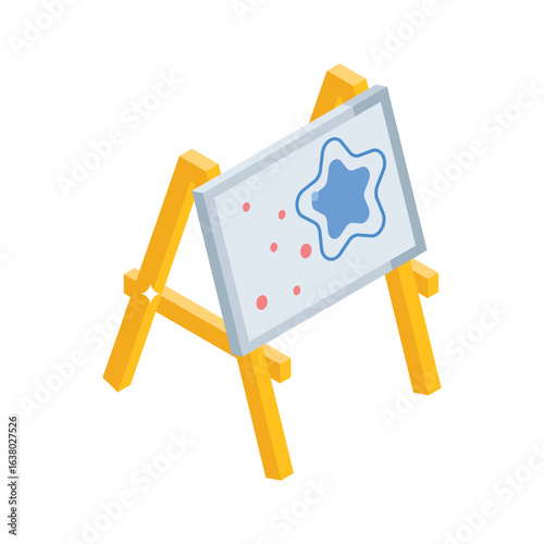 Premium isometric style icon of stretched canvas art display
