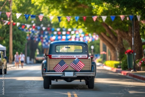 Patriotic Parade: Classic Car & Festive Street