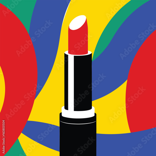 Lipstick on a colorful background. Vector illustration. EPS 10