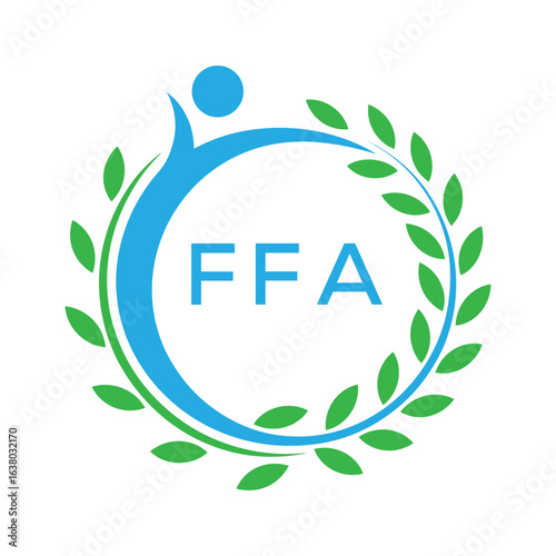 FFA letter logo. FFA blue image on white background. FFA Monogram logo design for entrepreneur and business. . FFA best Sports club logo.
