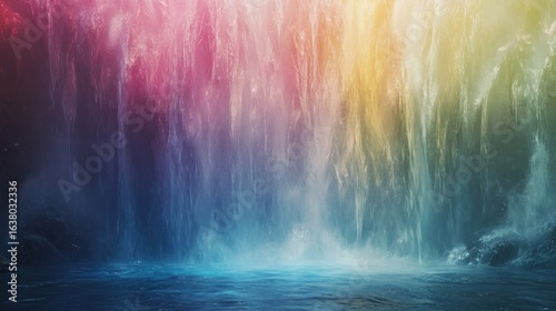 Rainbow waterfall in nature setting