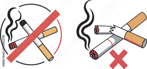 No Smoking Sign Vector Illustration for Health Awareness and Public Safety Campaigns