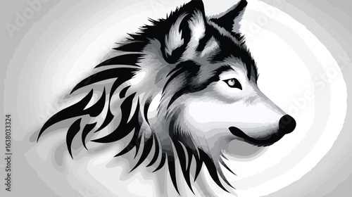 Stylized wolf head illustration