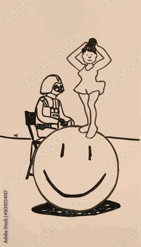 Black  white Cubism masterpiece cartoon depictingyythkg