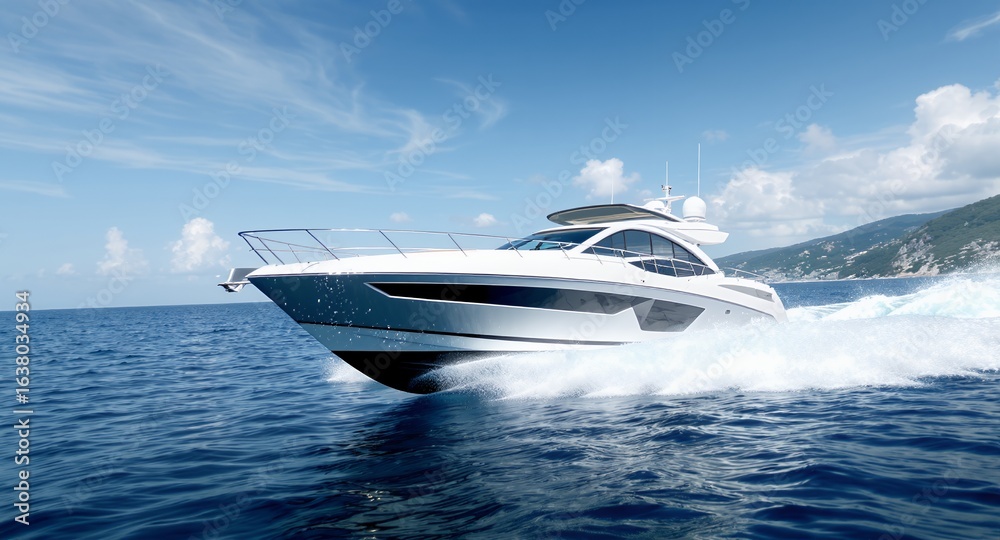 Fototapeta premium Luxury Motor Yacht Experience Unparalleled Speed and Style on the Open Water