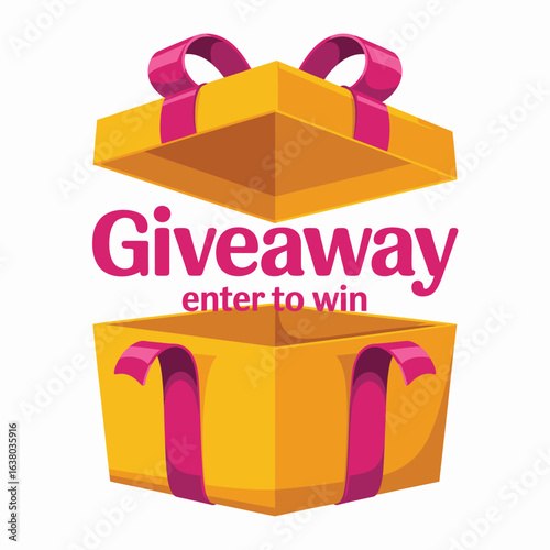 Open gift box announcing giveaway enter to win