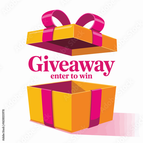 Open gift box announcing giveaway enter to win