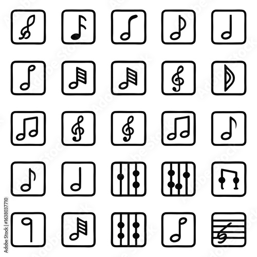 Collection of Musical Notation and Symbols Icons note treble clef