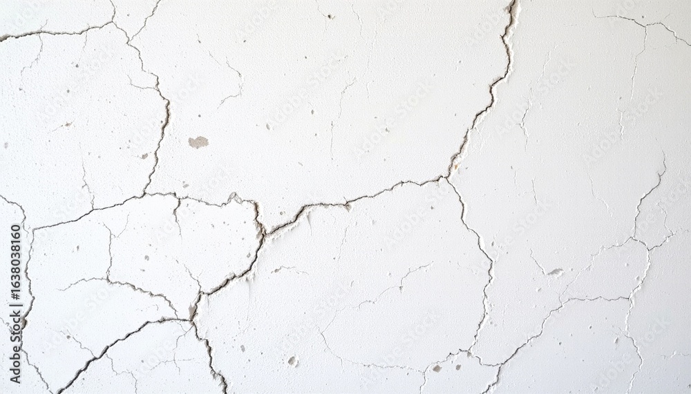 Obraz premium A detailed view of cracked wall, showcasing imperfections and textures, The lines and fissures create a sense of age and the wall surface itself has a rough texture 