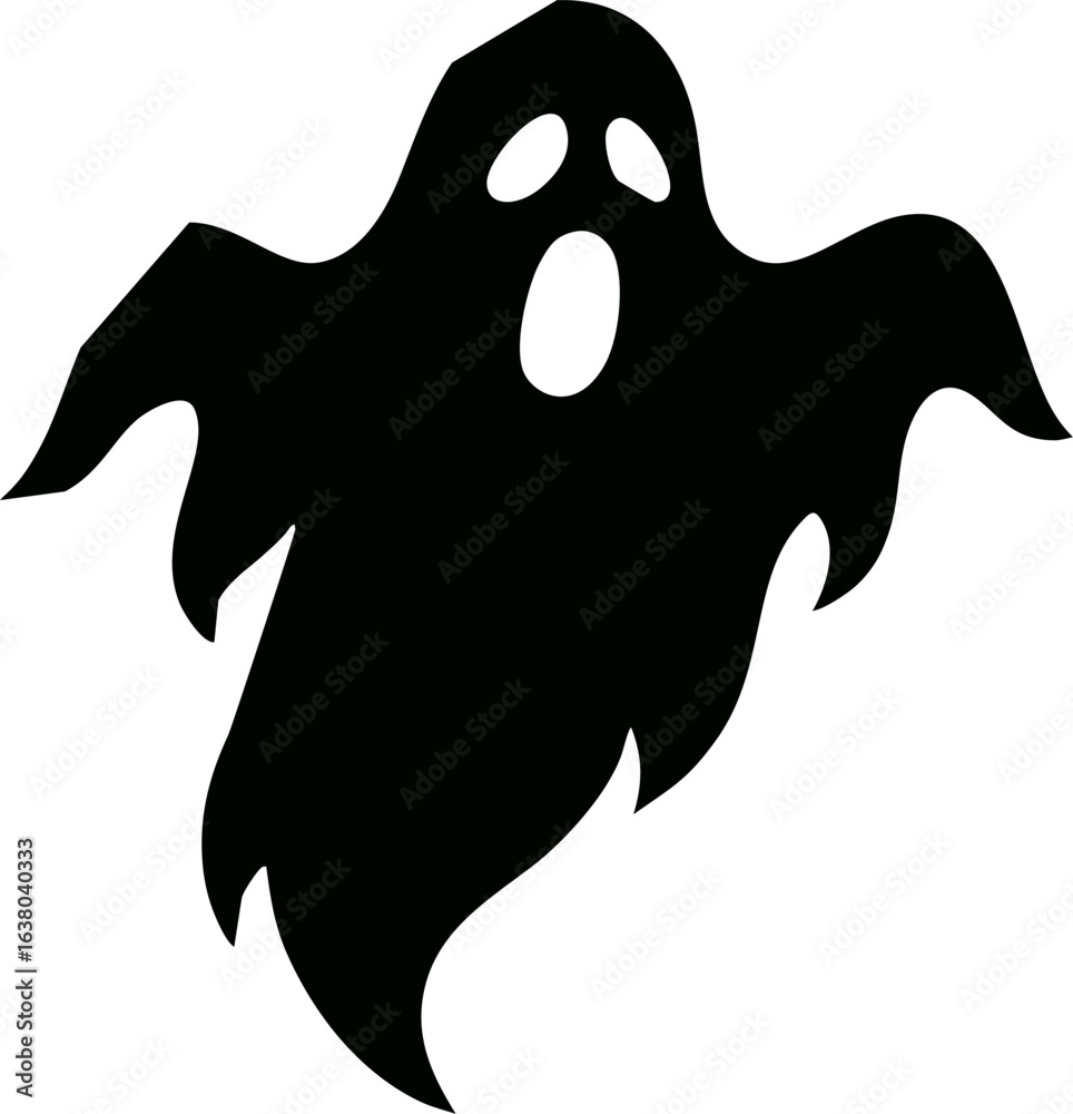 Fototapeta premium A spooky black ghost silhouette screaming with a wispy tail