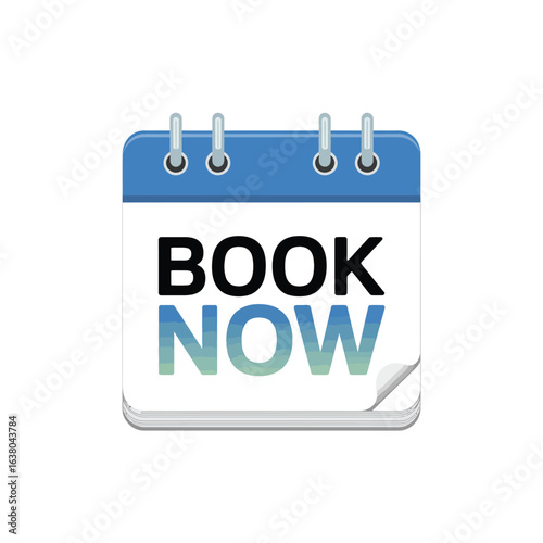 Calendar with book now text for appointments and reservations