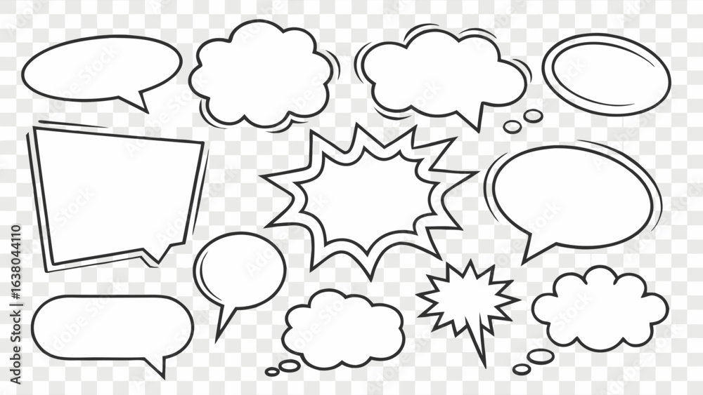Fototapeta premium Collection of Comic Book Speech Bubbles.