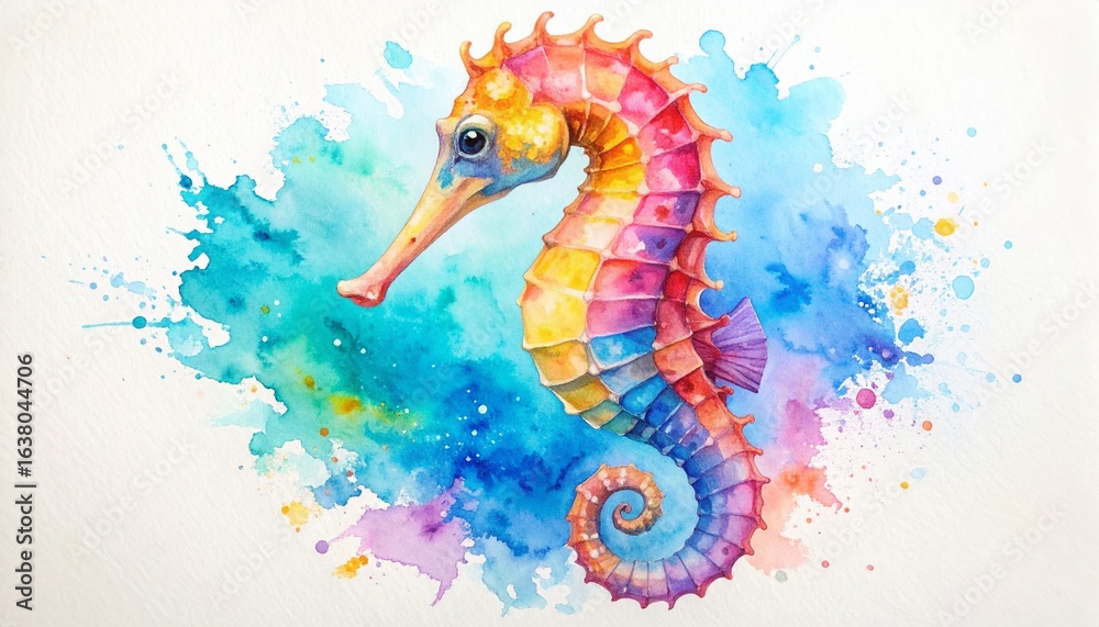 Fototapeta premium Colorful Seahorse Illustration