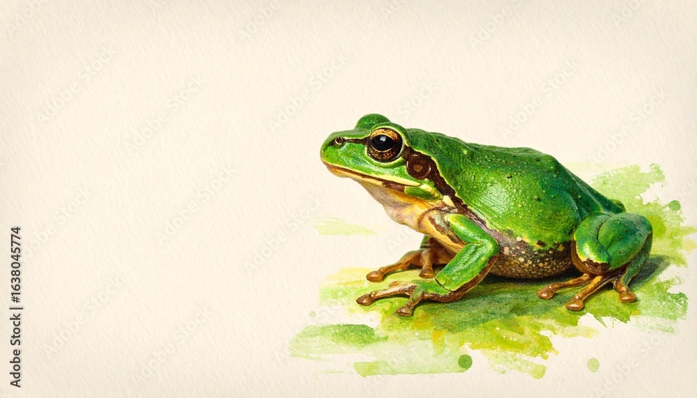 Naklejka premium Tree Frog on Beige Background