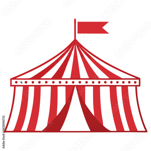 Vibrant red and white striped circus tent 