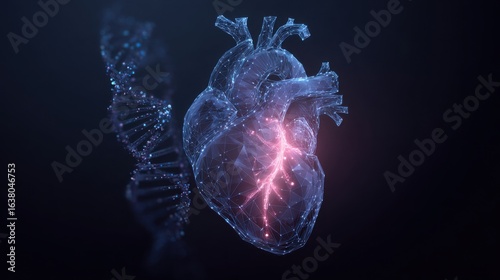 glowing heart dna genetic science