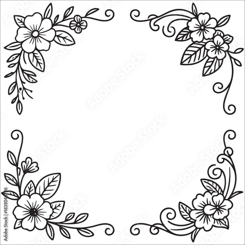 abstract floral frame boarder decoration element