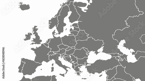 Simplified Political Map of Europe Showing Country Borders 1.