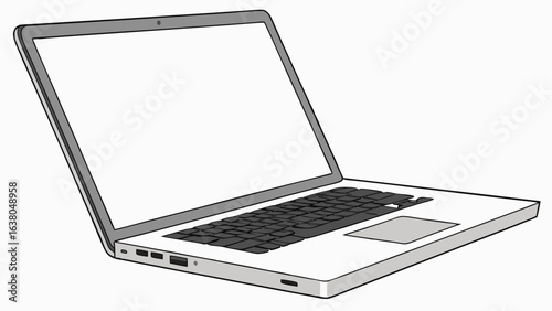 Sleek Silver Laptop with Blank Screen Keyboard and Trackpad.